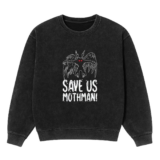 Halloween Mothman Mythical Line Art Beast Monster Mineral Wash Sweatshirts