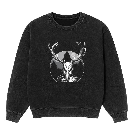 Folk Creature Moon Wendigo Halloween Cryptid Mineral Wash Sweatshirts