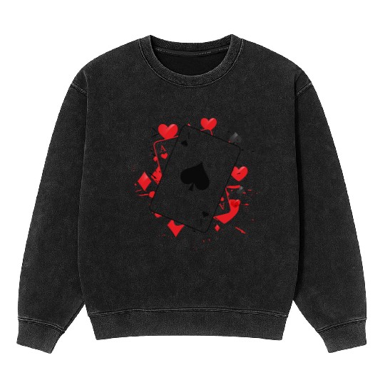 Ace of Spades Playing Card Mineral Wash Sweatshirts