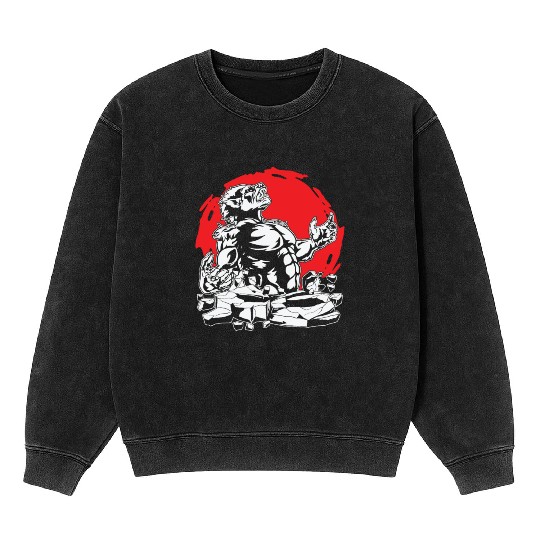 Halloween Monster Line Art Werewolf Horror Mineral Wash Sweatshirts