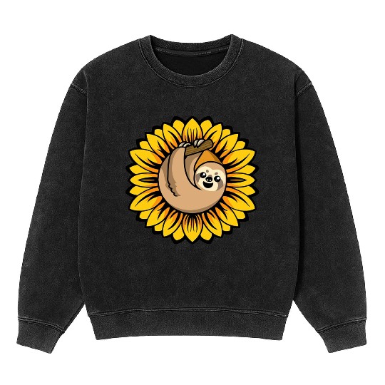 Gardening Flower Funny Nature Sloth Sunflower Mineral Wash Sweatshirts