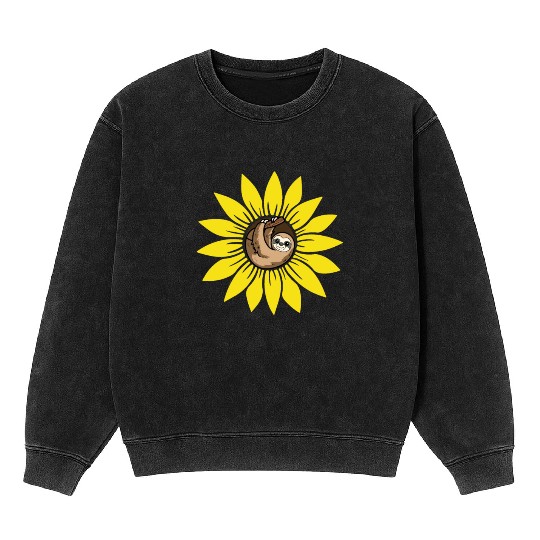Sloth Sunflower Mineral Wash Sweatshirts