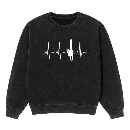 Lumberjack Chainsaw Heartbeat Arborist Mineral Wash Sweatshirts