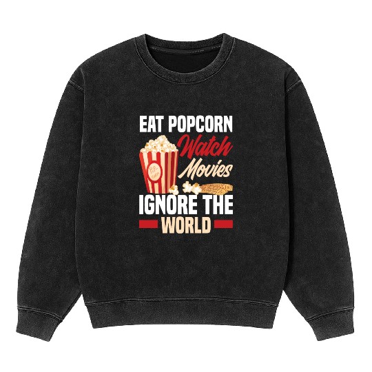 Film Popcorn Cinema Mineral Wash Sweatshirts