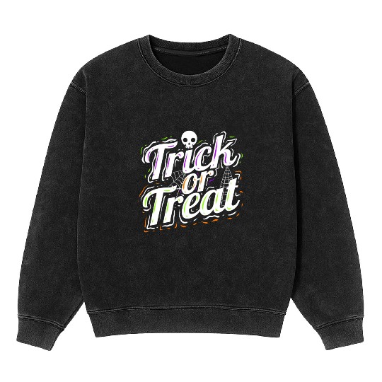 Trick Or Treat Spiderweb Halloween Mineral Wash Sweatshirts