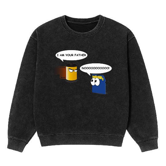 Funny photography Mineral Wash Sweatshirts with father and son film a