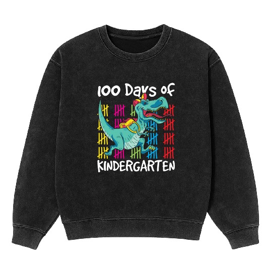 100 Days Of Kindergarten Sweet Cute Sayings Team Mineral Wash Sweatshirts