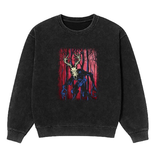 Wendigo Folk Creature Forest Halloween Cryptid Mineral Wash Sweatshirts