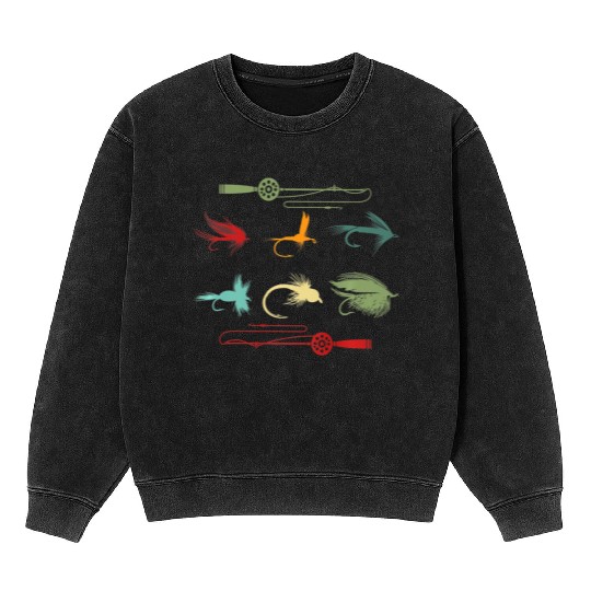 Trout Fly Fishing Nature Outdoor Fisherman Funny Mineral Wash Sweatshirts