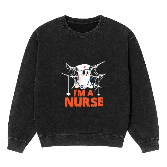 I am a nurse ghost Mineral Wash Sweatshirts