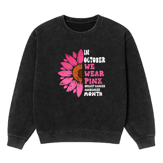 In October We Wear Pink Sunflower Mineral Wash Sweatshirts