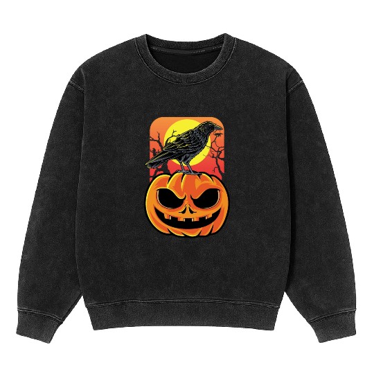 Crow Halloween Bird Watcher Gift Mineral Wash Sweatshirts