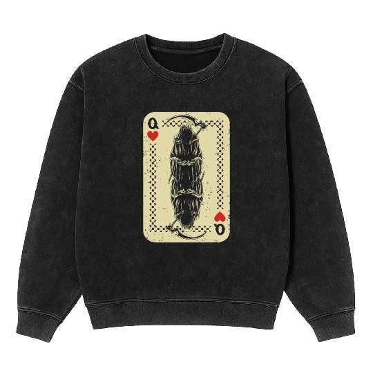 Santa Muerte Calavera Mexico Skeleton Poker Card D Mineral Wash Sweatshirts