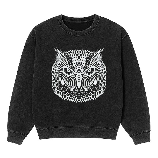 Tribal owl mystic owls Mineral Wash Sweatshirts