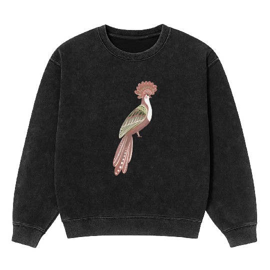 Folk art fancy bird Mineral Wash Sweatshirts