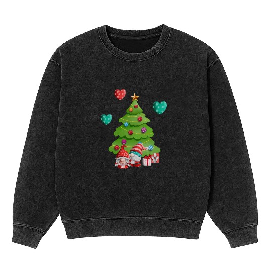 christmas is love, gnomes, christmas tree, love Mineral Wash Sweatshirts