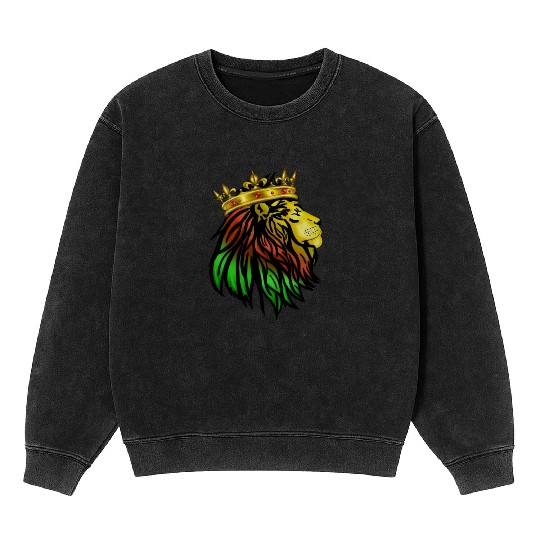 African Lion With Crown, African Colors Mineral Wash Sweatshirts