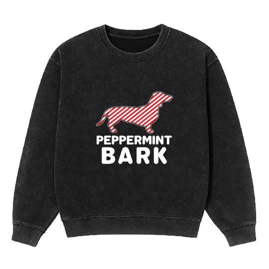 Christmas Dog Peppermint Bark Dachshund Funny Mineral Wash Sweatshirts