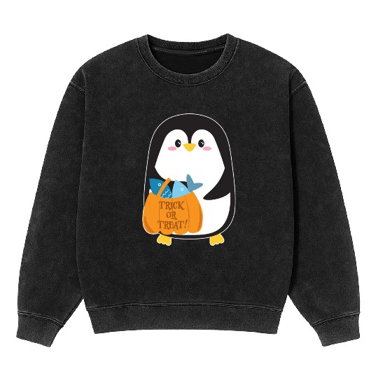Cute penguin on Halloween Mineral Wash Sweatshirts
