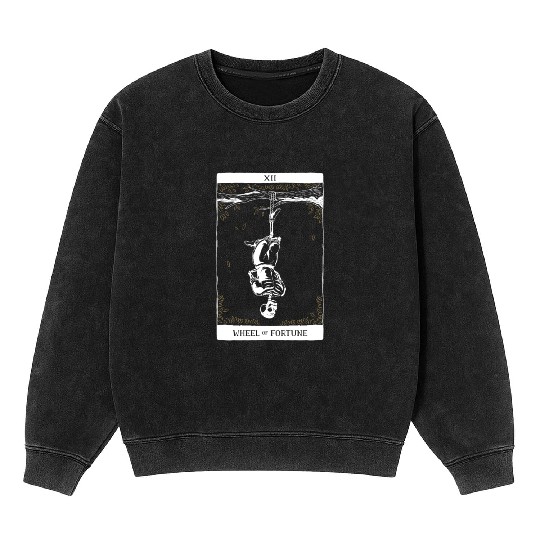 Wheel of Fortune Tarot Card Occult Goth Halloween Mineral Wash Sweatshirts