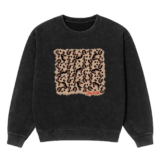 Vizsla leopard print stay Wild Mineral Wash Sweatshirts