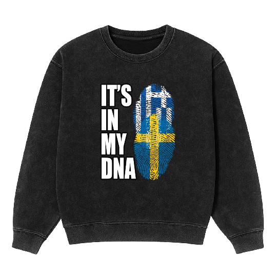 Greek And Swedish Mix Heritage DNA Flag Mineral Wash Sweatshirts