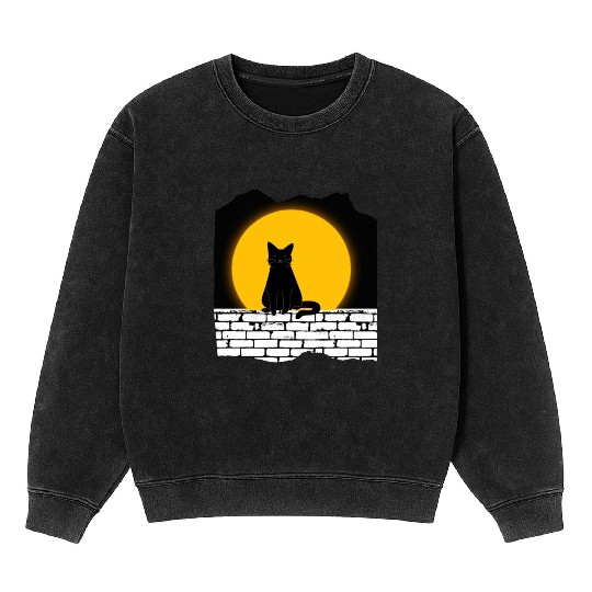 Cat Sitting and Watching Sunset Mineral Wash Sweatshirts