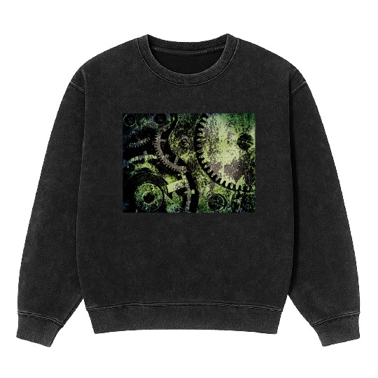 Clock Mechanism Copper Oxide Steampunk Abstract Mineral Wash Sweatshirts