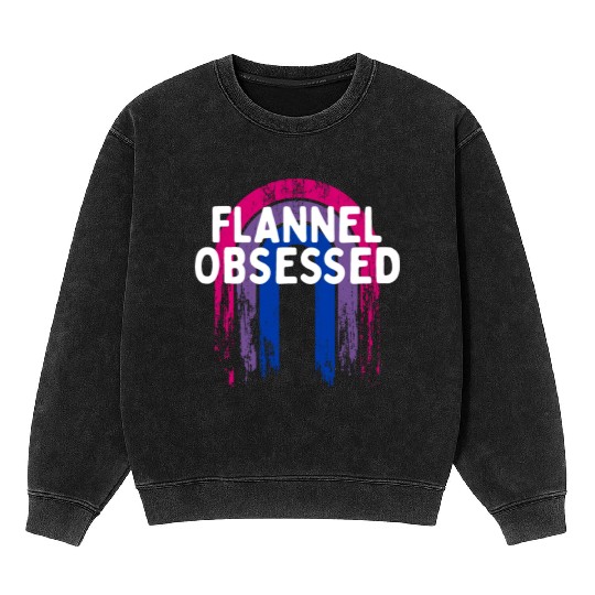 Flannel Obsessed Bisexual LGBTQ Bi Pride Outfit Mineral Wash Sweatshirts