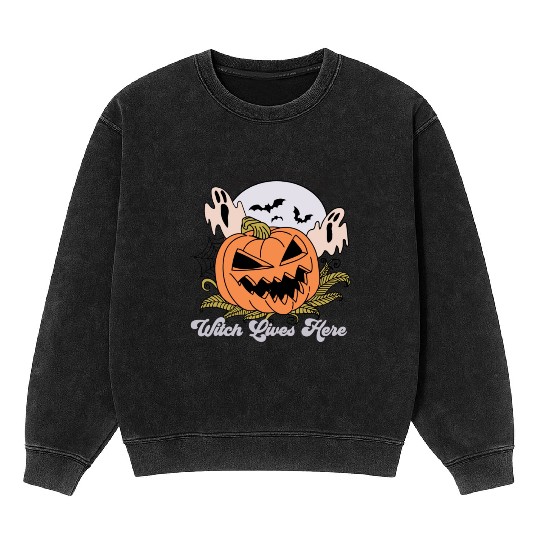 Beware a Wicked Witch Lives Here Mineral Wash Sweatshirts