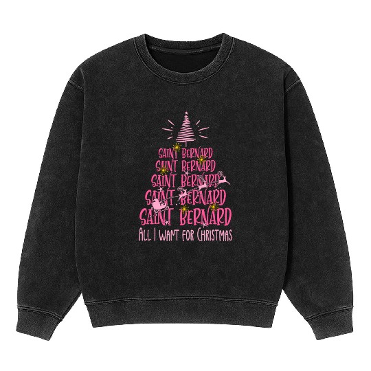 Saint Bernard Christmas Dog breed Christmas Tree Mineral Wash Sweatshirts