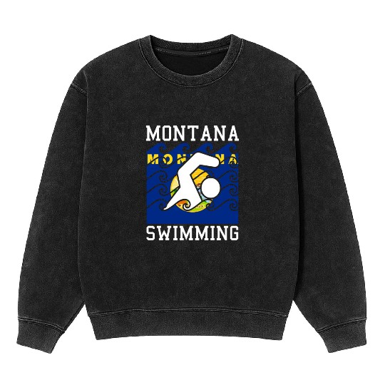 Montana Flag Swimming Team Swim Swimmer US State Mineral Wash Sweatshirts