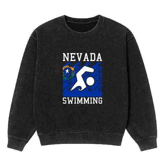 Nevada Flag Swimming Team Swim Swimmer US State Mineral Wash Sweatshirts