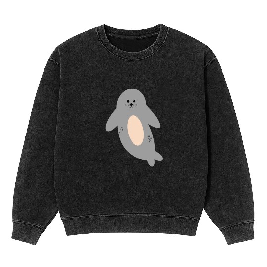 Cute seal Mineral Wash Sweatshirts