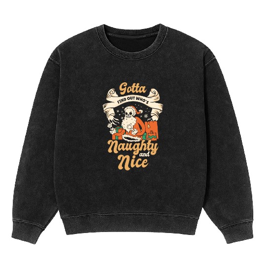 Scary Santa Skull Christmas Holiday Horror Mineral Wash Sweatshirts