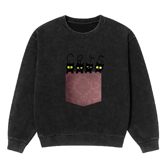Cats in the pocket Mineral Wash Sweatshirts