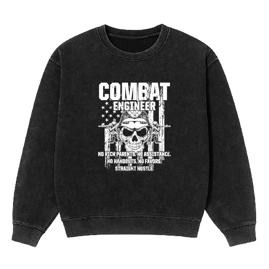 Combat Engineer Usa Military Sapper Mineral Wash Sweatshirts