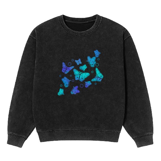 Blue Butterflies Gardening Butterfly Lover Mineral Wash Sweatshirts