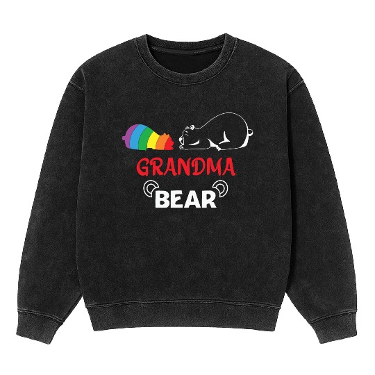 LBGT Flag Gay Pride Human Grandma Bear Mineral Wash Sweatshirts