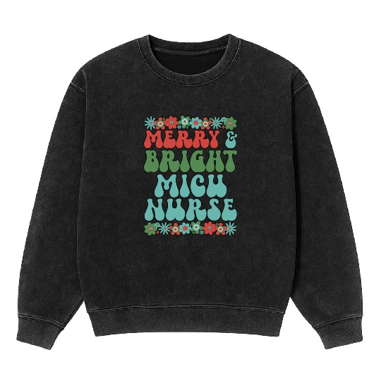 MICU Nurse Christmas Medical ICU Nursing Xmas Gift Mineral Wash Sweatshirts