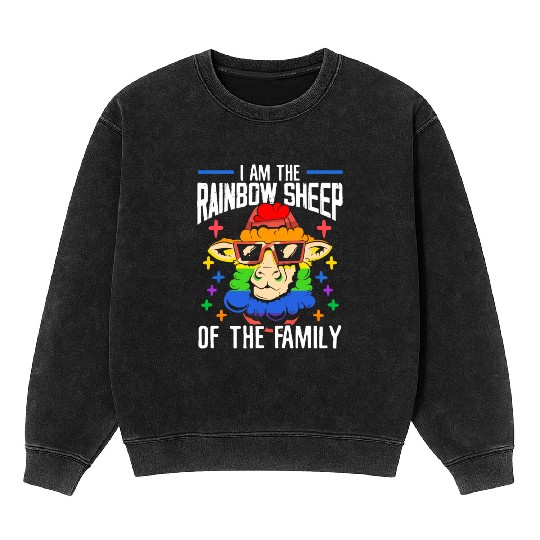 I Am The Rainbow Sheep Of The Family Pride Month Mineral Wash Sweatshirts