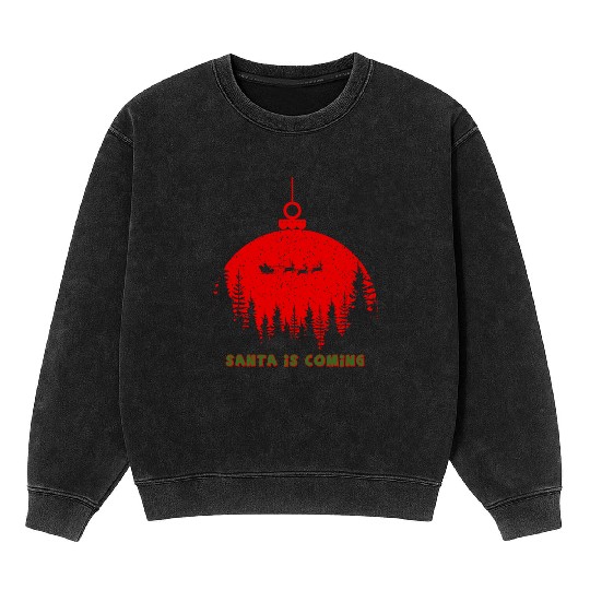 Christmas Santa Is Coming Santa Candy Cane Throne Mineral Wash Sweatshirts