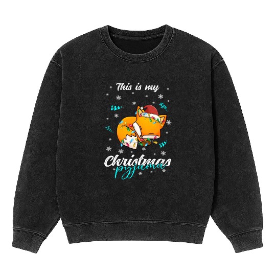 Winter Christmas Pyjama Fox Mineral Wash Sweatshirts