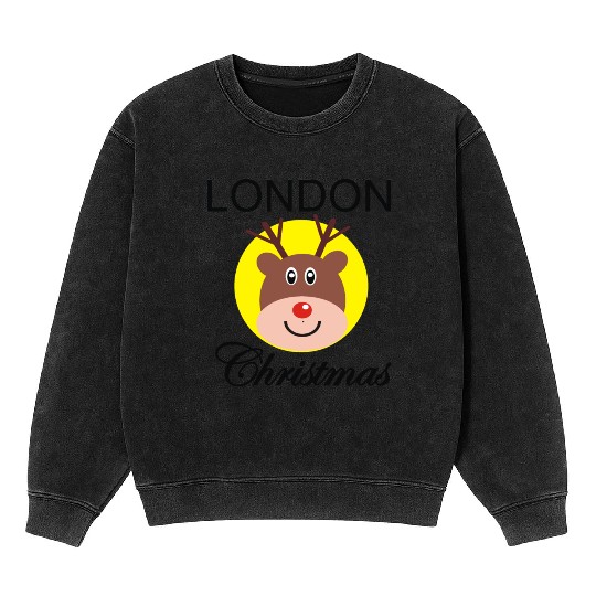 Funny Christmas Rudolph gift for Londoner Mineral Wash Sweatshirts