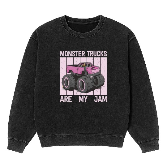 Monster Trucks Are My Jam Vintage Retro Mineral Wash Sweatshirts