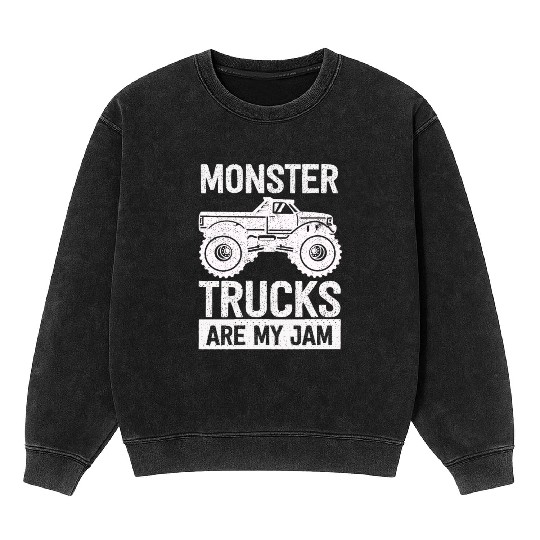 Monster Trucks Are My Jam Vintage Retro Mineral Wash Sweatshirts