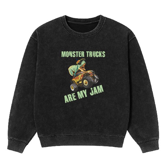 Monster Trucks Are My Jam Vintage Retro Mineral Wash Sweatshirts