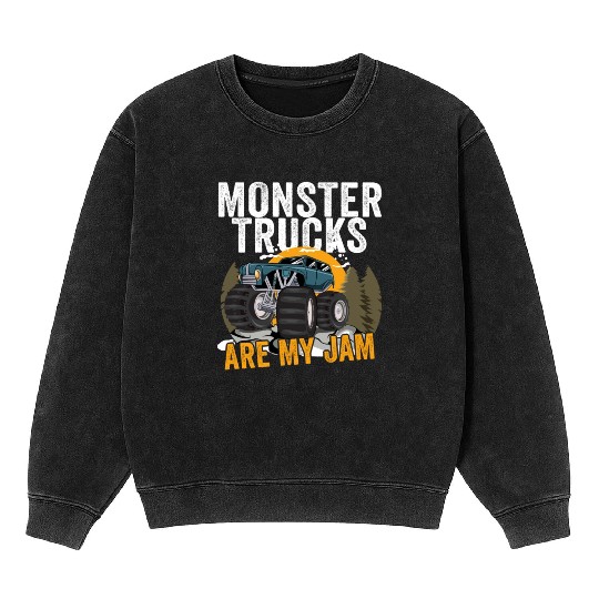 Monster Trucks Are My Jam Vintage Retro Mineral Wash Sweatshirts