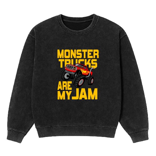 Monster Trucks Are My Jam Vintage Retro Mineral Wash Sweatshirts