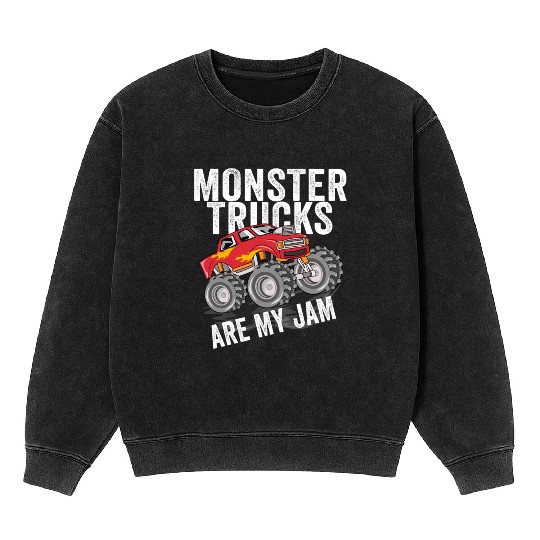 Monster Trucks Are My Jam Vintage Retro Mineral Wash Sweatshirts